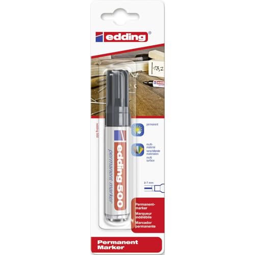 Edding 500 Schwarz 10Stück(e) Permanent-Marker (Schwarz, Weiß, 2 mm, 7 mm, 1 Stück) von edding