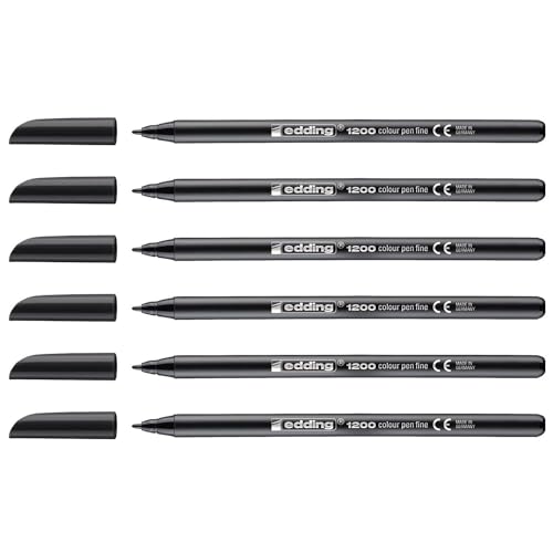 EDDING 6 Filzstifte zum Ausmalen, feine Spitze, 1200, Schwarz, 1 mm EDDING 6 Filzstifte zum Ausmalen, feine Spitze, 1200, Schwarz, 1 mm von edding