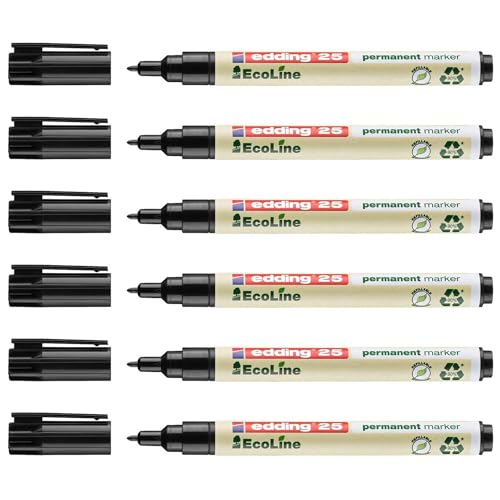 Edding Permanent Marker 25 Ecoline schwarz, 1 mm, 6 Stück Edding Permanent Marker 25 Ecoline schwarz, 1 mm, 6 Stück von edding
