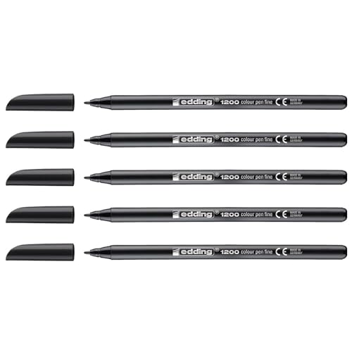 EDDING Filzstifte, feine Spitze, 1200, Schwarz, 1 mm, 5 Stück EDDING Filzstifte, feine Spitze, 1200, Schwarz, 1 mm, 5 Stück von edding