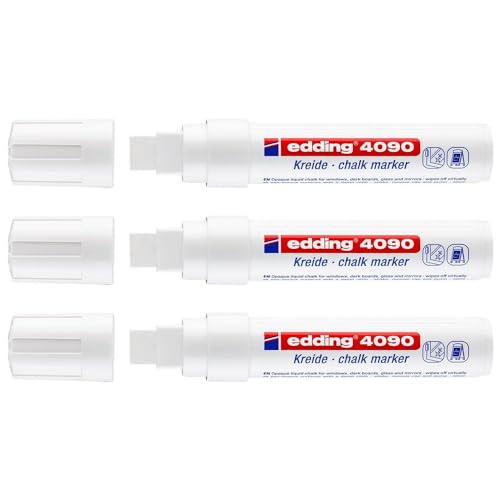 Edding Flüssigkreidemarker, 4090, Weiß, 4-15 mm, 3 Stück Edding Flüssigkreidemarker, 4090, Weiß, 4-15 mm, 3 Stück von edding