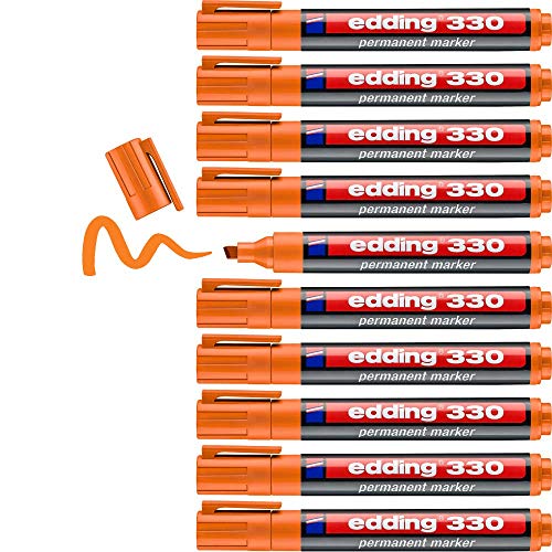 edding 330 Permanentmarker - orange - 10 Stifte - Keil-Spitze 1-5 mm - wasserfest, schnell-trocknend - wischfest - für Karton, Kunststoff, Glas, Holz, Metall, Glas edding 330 Permanentmarker - orange - 10 Stifte - Keil-Spitze 1-5 mm - wasserfest, schnell-trocknend - wischfest - für Karton, Kunststoff, Glas, Holz, Metall, Glas von edding