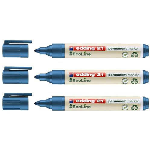 Edding Permanent Marker 21 Ecoline Blau, 1,5-3 mm, 3 Stück Edding Permanent Marker 21 Ecoline Blau, 1,5-3 mm, 3 Stück von edding