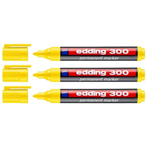 EDDING Permanent Marker 300, Gelb, mittlere Spitze, 1,5-3 mm, 3 Stück EDDING Permanent Marker 300, Gelb, mittlere Spitze, 1,5-3 mm, 3 Stück von edding