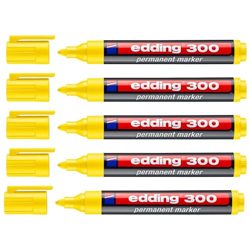 EDDING Permanent Marker 300, Gelb, mittlere Spitze, 1,5-3 mm, 5 Stück EDDING Permanent Marker 300, Gelb, mittlere Spitze, 1,5-3 mm, 5 Stück von edding