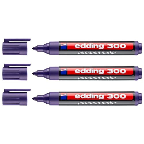 Edding Permanent Marker 300, Violett, Rundspitze 1,5-3 mm, 3 Stück Edding Permanent Marker 300, Violett, Rundspitze 1,5-3 mm, 3 Stück von edding