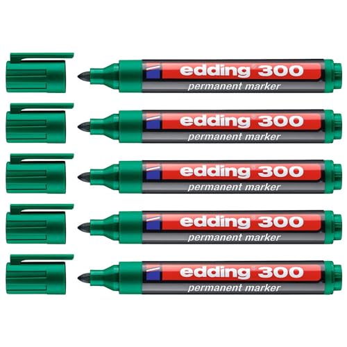EDDING Permanent Marker 300, grün, Rundspitze 1,5-3 mm, 5 Stück von edding