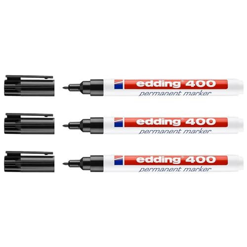 Edding Permanent Marker 400, Schwarz, feine Spitze, 1 mm, 3 Stück Edding Permanent Marker 400, Schwarz, feine Spitze, 1 mm, 3 Stück von edding