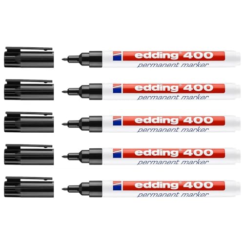 Edding Permanent Marker 400, Schwarz, feine Spitze, 1 mm, 5 Stück Edding Permanent Marker 400, Schwarz, feine Spitze, 1 mm, 5 Stück von edding
