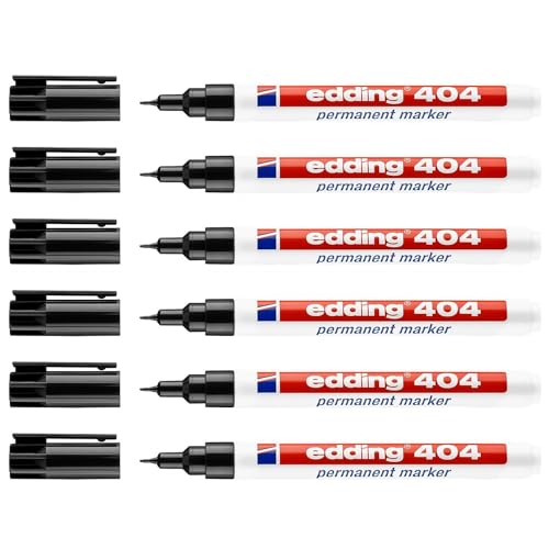 Edding Permanent Marker 404, schwarz, ultradünne Spitze, 0,75 mm, 6 Stück Edding Permanent Marker 404, schwarz, ultradünne Spitze, 0,75 mm, 6 Stück von edding