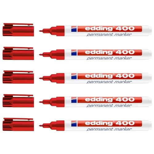 Edding Permanentmarker, 400, Rot, 1 mm, 5 Stück Edding Permanentmarker, 400, Rot, 1 mm, 5 Stück von edding