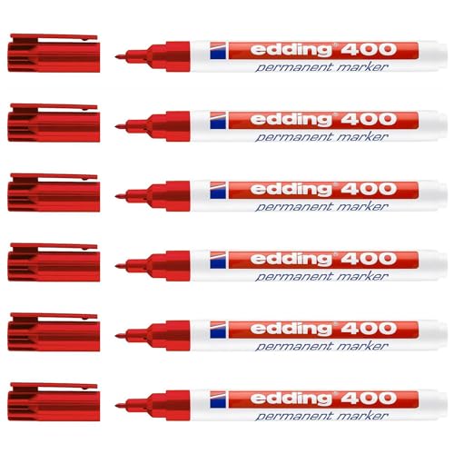 Edding Permanentmarker, 400, Rot, 1 mm, 6 Stück Edding Permanentmarker, 400, Rot, 1 mm, 6 Stück von edding