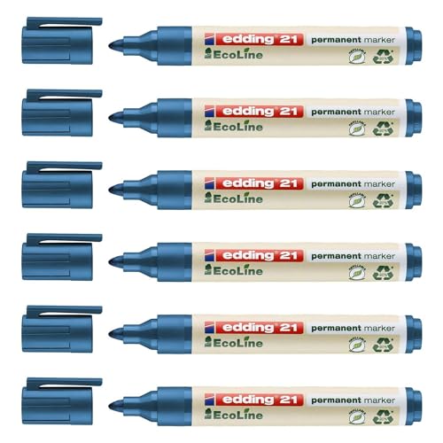 Edding Permanentmarker 21 Ecoline, Blau, 1,5 – 3 mm, 6 Stück Edding Permanentmarker 21 Ecoline, Blau, 1,5 – 3 mm, 6 Stück von edding