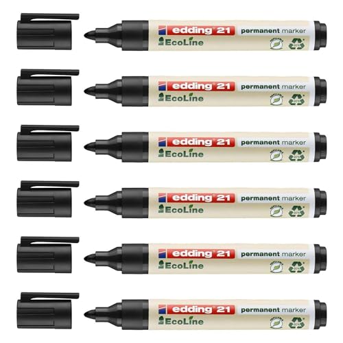Edding Permanentmarker 21 Ecoline, Schwarz, Spitze 1,5 – 3 mm, 6 Stück Edding Permanentmarker 21 Ecoline, Schwarz, Spitze 1,5 – 3 mm, 6 Stück von edding