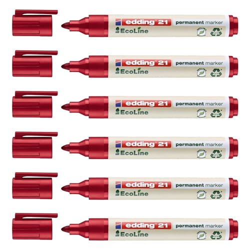 Edding Permanentmarker 21 Ecoline Rot, 1,5 – 3 mm, 6 Stück Edding Permanentmarker 21 Ecoline Rot, 1,5 – 3 mm, 6 Stück von edding