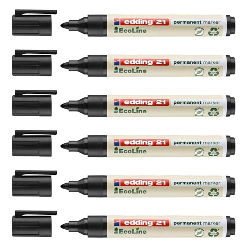 Edding Permanentmarker 21 Ecoline Schwarz, 1,5 – 3 mm, 6 Stück Edding Permanentmarker 21 Ecoline Schwarz, 1,5 – 3 mm, 6 Stück von edding
