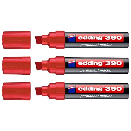 EDDING Permanent-Marker 390, Rot, breite Keilspitze, 4-12 mm, 3 Stück EDDING Permanent-Marker 390, Rot, breite Keilspitze, 4-12 mm, 3 Stück von edding