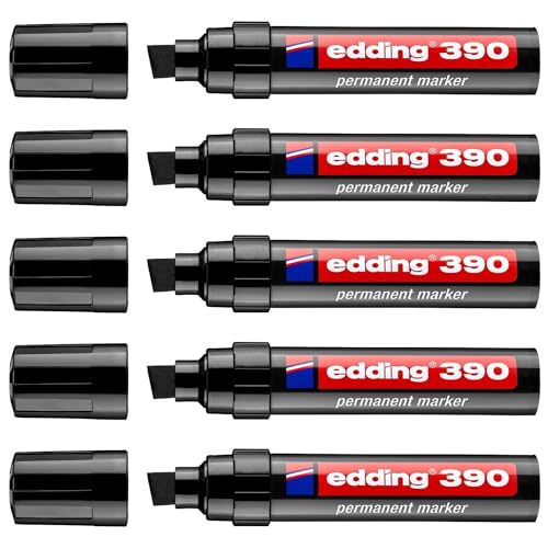 EDDING Permanent-Marker 390, Schwarz, abgeschrägte Spitze, 4-12 mm, 5 Stück EDDING Permanent-Marker 390, Schwarz, abgeschrägte Spitze, 4-12 mm, 5 Stück von edding