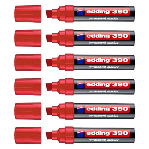 Edding Permanentmarker 390 Rot, Keilspitze, 4-12 mm, 6 Stück Edding Permanentmarker 390 Rot, Keilspitze, 4-12 mm, 6 Stück von edding