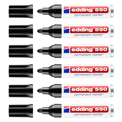 EDDING Permanent Marker 550, Rundspitze, Schwarz, 3-4 mm, 6 Stück EDDING Permanent Marker 550, Rundspitze, Schwarz, 3-4 mm, 6 Stück von edding