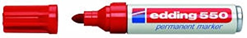 Edding Permanentmarker Nr. 550 3er und 5er Sparpack in vier Farben nachfüllbar mit edding T 25 (Rot, 3er Sparpack) von edding