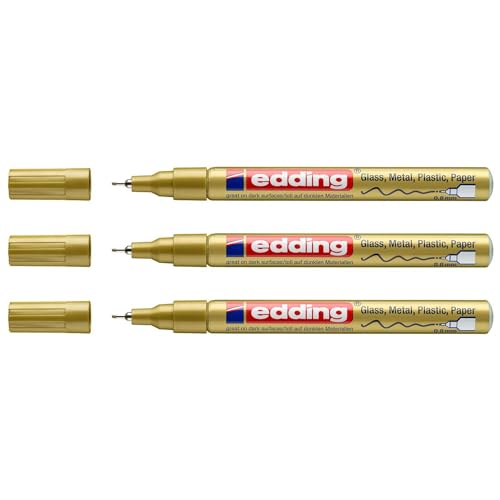 Edding Set mit 3 Markern, glänzend, 780, feine Spitze, Gold, 0,8 mm Edding Set mit 3 Markern, glänzend, 780, feine Spitze, Gold, 0,8 mm von edding