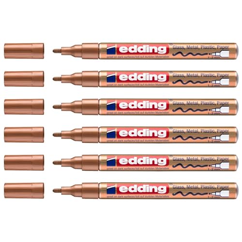 Edding Set mit 6 Markern, glänzend, 751, Kupfer, runde Spitze, 1 – 2 mm Edding Set mit 6 Markern, glänzend, 751, Kupfer, runde Spitze, 1 – 2 mm von edding