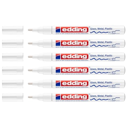 Edding Set mit 6 Markern, glänzend, 751, Weiß, mittlere Spitze, 1-2 mm Edding Set mit 6 Markern, glänzend, 751, Weiß, mittlere Spitze, 1-2 mm von edding