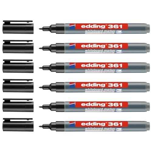 Edding Set mit 6 Markern für Whiteboards 361, Schwarz, feine Spitze, 1 mm Edding Set mit 6 Markern für Whiteboards 361, Schwarz, feine Spitze, 1 mm von edding