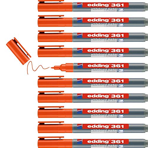 Edding e-361 10 Stück Marker Rundspitze, für Whiteboard 1 mm orange von edding