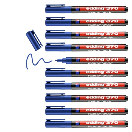 edding 370 Permanentmarker - blau - 10 Stifte - feine Rundspitze 1 mm - wasserfest, schnell-trocknend - Multimarker, Universalstift - für Karton, Kunststoff, Holz, Metall, Glas, Stein, Leinwand edding 370 Permanentmarker - blau - 10 Stifte - feine Rundspitze 1 mm - wasserfest, schnell-trocknend - Multimarker, Universalstift - für Karton, Kunststoff, Holz, Metall, Glas, Stein, Leinwand von edding