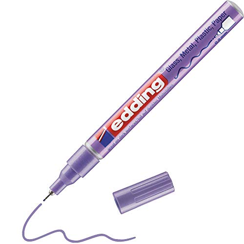 edding 780 Glanzlackmarker - violett metallic - 1 Lackmarker - extra-feine Rundspitze 0,8 mm - Lackstift für Glas, Stein, Holz, Kunststoff und Papier - wasserfest, stark deckend, sehr dünn von edding