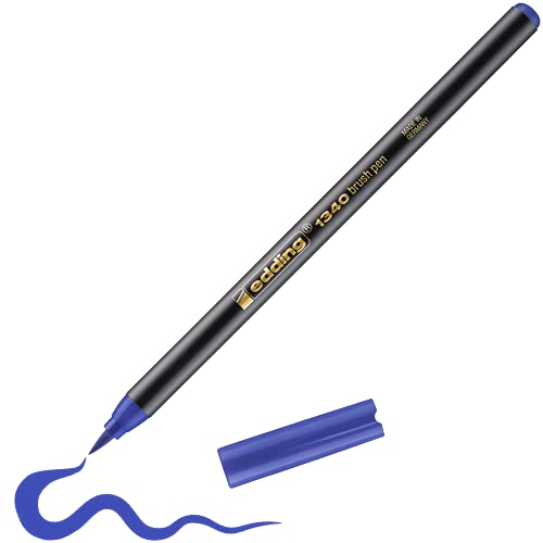edding 1340 Pinselstift - blau - 1 Stift - flexible Pinselspitze - Filzstift zum Malen, Schreiben und Zeichnen - Bullet Journals, Hand-Lettering, Mandalas, Kalligraphie von edding