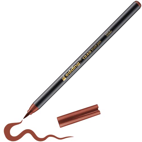 edding 1340 Pinselstift - braun - 1 Stift - flexible Pinselspitze - Filzstift zum Malen, Schreiben und Zeichnen - Bullet Journals, Hand-Lettering, Mandalas, Kalligraphie von edding