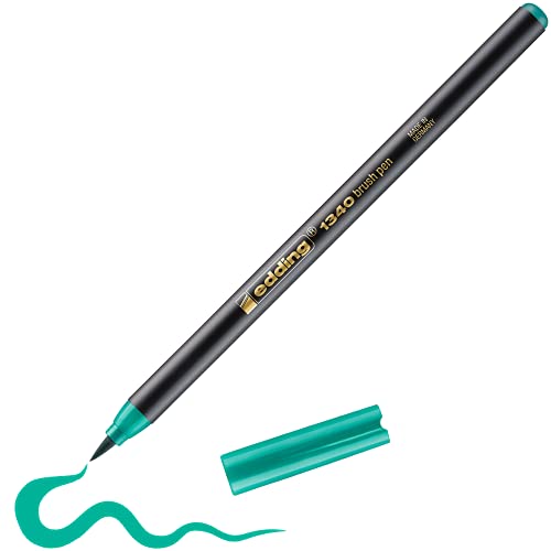 edding 1340 Pinselstift - grün - 1 Stift - flexible Pinselspitze - Filzstift zum Malen, Schreiben und Zeichnen - Bullet Journals, Hand-Lettering, Mandalas, Kalligraphie von edding