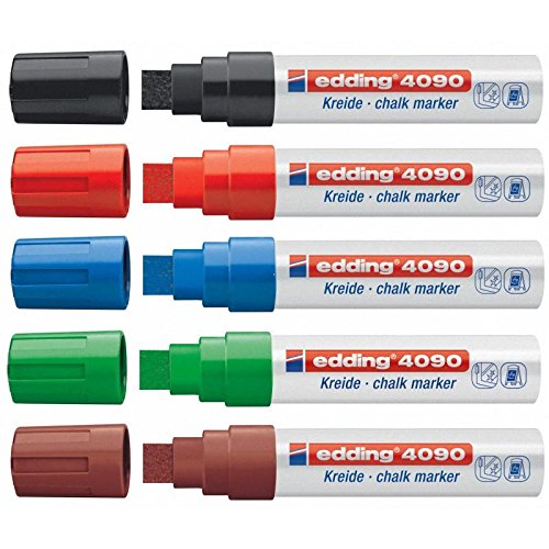 Kreide-/Fenstermarker e-4090, 4-15mm, 5ST Grundfarben Kreide-/Fenstermarker e-4090, 4-15mm, 5ST Grundfarben von edding