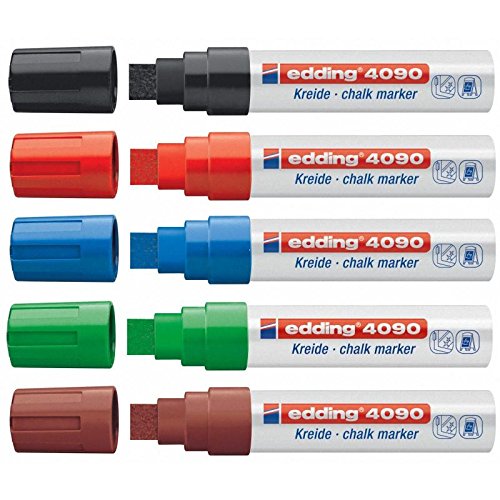 Kreide-/Fenstermarker e-4090, 4-15mm, 5ST Grundfarben von edding