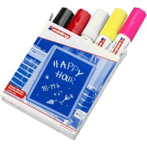 Kreide-/Fenstermarker e-4090, 4-15mm, 5ST farbl. sortiert Kreide-/Fenstermarker e-4090, 4-15mm, 5ST farbl. sortiert von edding