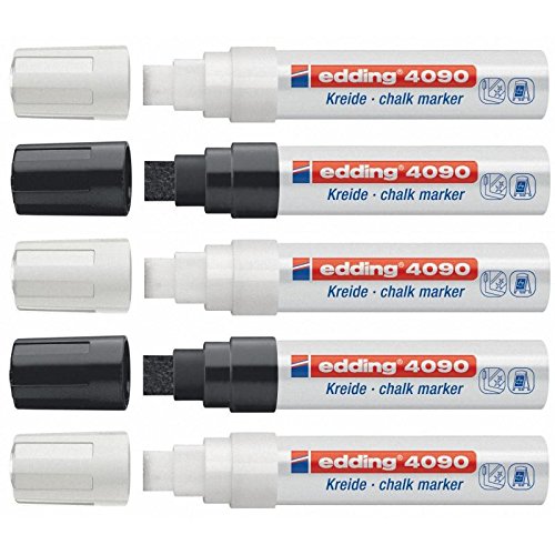 Kreide-/Fenstermarker e-4090, 4-15mm, 5ST weiß/schwarz Kreide-/Fenstermarker e-4090, 4-15mm, 5ST weiß/schwarz von edding