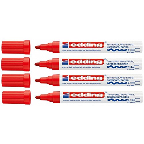 Mattlack-Marker edding 4000 creative, 2-4 mm, rot, 4er-Pack von edding