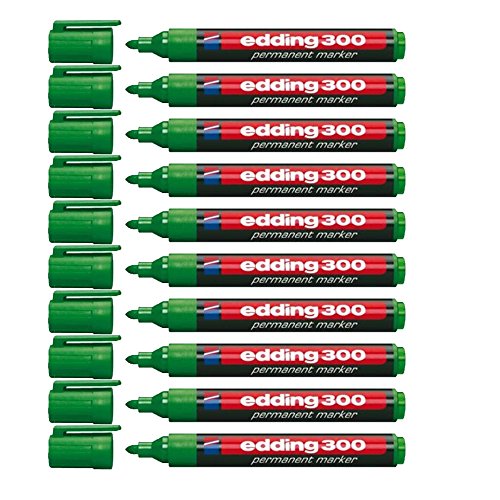 Permanentmarker Edding 300, nachfüllbar, 1,5-3 mm, 10 Stück, Farbe:grün von edding