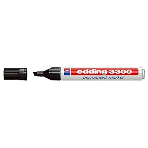 Permanentmarker edding 3300 schwarz Permanent Marker – 10pièce (S) (schwarz/schwarz/weiß, Kunststoff, 5 mm, 10 Stück (S) von edding