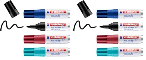 edding 0.5 mini permanent marker - schwarz, blau, türkis, rot - 4 Stifte - feine Rundspitze 1 mm - wasserfest, schnelltrocknend - wischfest - mini marker für Karton, Kunststoff, Holz, Metall edding 0.5 mini permanent marker - schwarz, blau, türkis, rot - 4 Stifte - feine Rundspitze 1 mm - wasserfest, schnelltrocknend - wischfest - mini marker für Karton, Kunststoff, Holz, Metall von edding