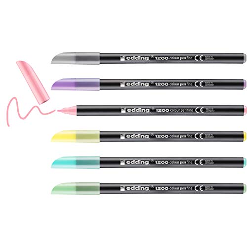 edding 1200 Fasermaler fein - Bibi & Tina® 6er-Set Pastellfarben - dünne Spitze 1 mm - Filzstift zum Zeichnen und Schreiben - ideal als Geschenk für Kinder - zum Schreiben und Ausmalen von edding