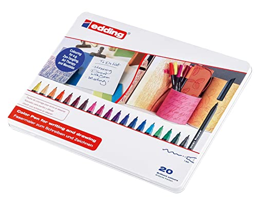 edding 1200 Fasermaler fein - Set mit 20 leuchtenden, bunten Farben - Rundspitze 1 mm - Filzstift zum Zeichnen und Schreiben - für Schule, Mandala edding 1200 Fasermaler fein - Set mit 20 leuchtenden, bunten Farben - Rundspitze 1 mm - Filzstift zum Zeichnen und Schreiben - für Schule, Mandala von edding