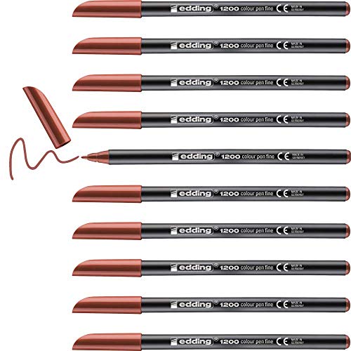 edding 1200 Fasermaler fein - braun - 10 Stifte - Rundspitze 1 mm - Filzstift zum Zeichnen und Schreiben - für Schule, Mandala edding 1200 Fasermaler fein - braun - 10 Stifte - Rundspitze 1 mm - Filzstift zum Zeichnen und Schreiben - für Schule, Mandala von edding