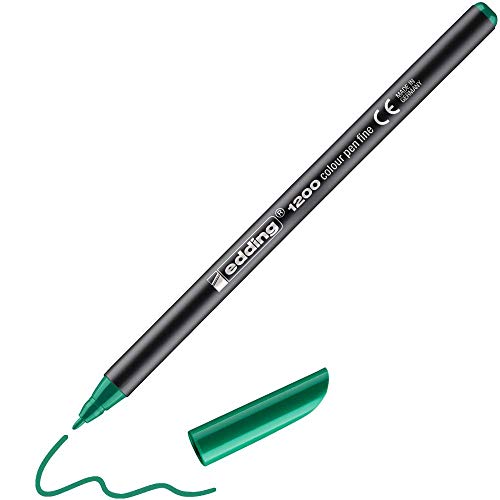 edding 1200 Fasermaler fein - grün - 1 Stift - Rundspitze 1 mm - Filzstift zum Zeichnen und Schreiben - für Schule, Mandala von edding