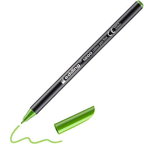 edding 1200 Fasermaler fein - hell-grün - 1 Stift - Rundspitze 1 mm - Filzstift zum Zeichnen und Schreiben - für Schule, Mandala von edding