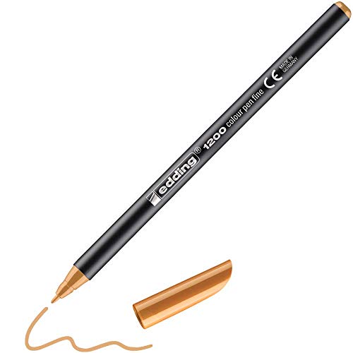 edding 1200 Fasermaler fein - hell-orange - 1 Stift - Rundspitze 1 mm - Filzstift zum Zeichnen und Schreiben - für Schule, Mandala von edding