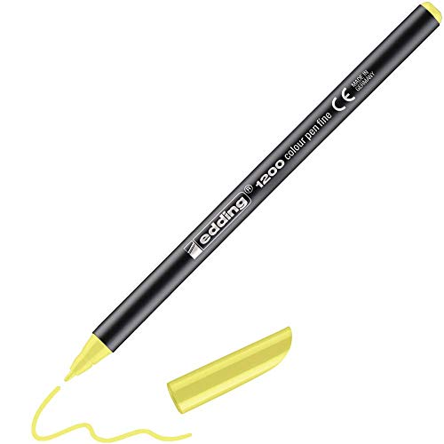edding 1200 Fasermaler fein - neon-gelb - 1 Stift - Rundspitze 1 mm - Filzstift zum Zeichnen und Schreiben - für Schule, Mandala von edding